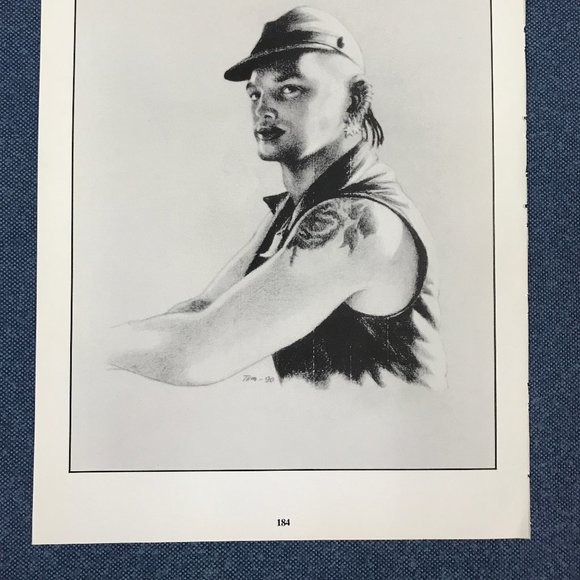 Art Page/Print TOM of FINLAND Art Book - Retrospective #2 1989 Nipple Ring TF184 - Picture 4 of 4